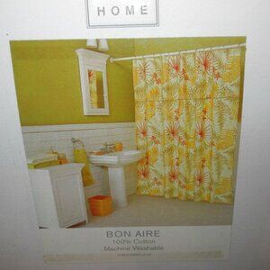 Vtg Liz Claiborne Bon Aire Shower Curtain Cotton Floral Tropical Cottagecore NOS